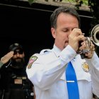 John Ecker, with the Lemoore Police Department, plays taps.